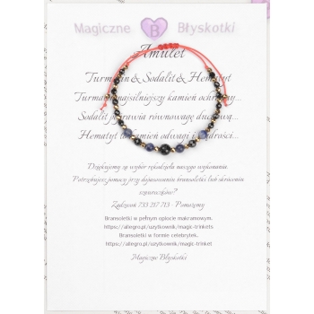 Bransoletka celebrytka czarny TURMALIN SODALIT HEMATYT ochrona i piękno